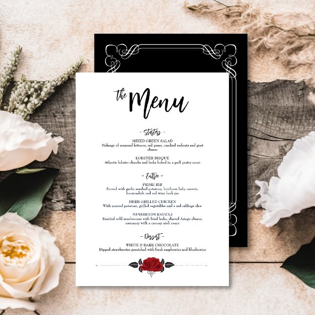 Menu Plano Romântico de Casamento de Rosas vermelh (Criador carregado)