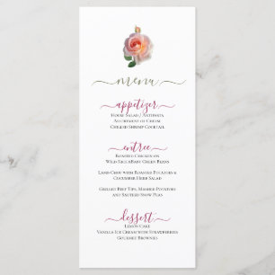 Menu Plano Rosa Mínimo Clássico Rosa Design
