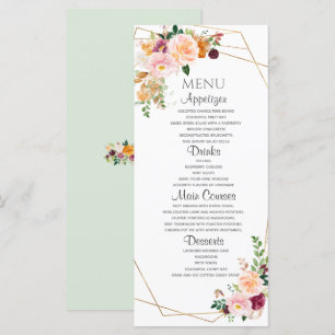 Menu Plano Rosas Blush E Burgundy.
