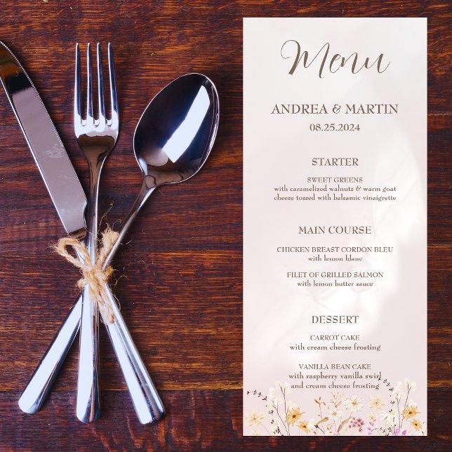 Menu Plano Rustic Boho Floral Wedding (Criador carregado)