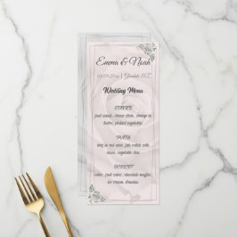 Menu Plano Rustic Dusty White Roses