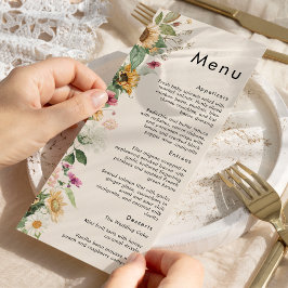 Menu Plano Rustic Sunflower Beige Wedding