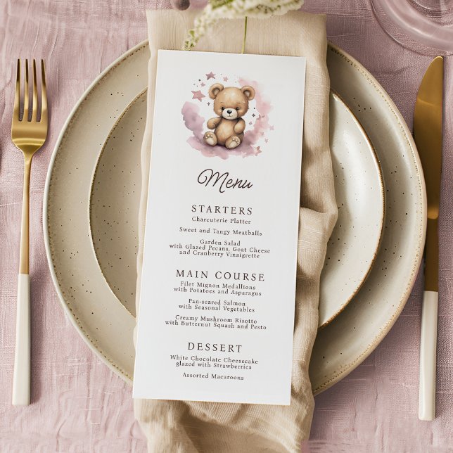 Menu Podemos Esperar Chá de fraldas Rosa Pastel (Criador carregado)