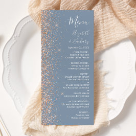 Menu Poeira de Brilho de Pêssego Moderno Casamento Azul
