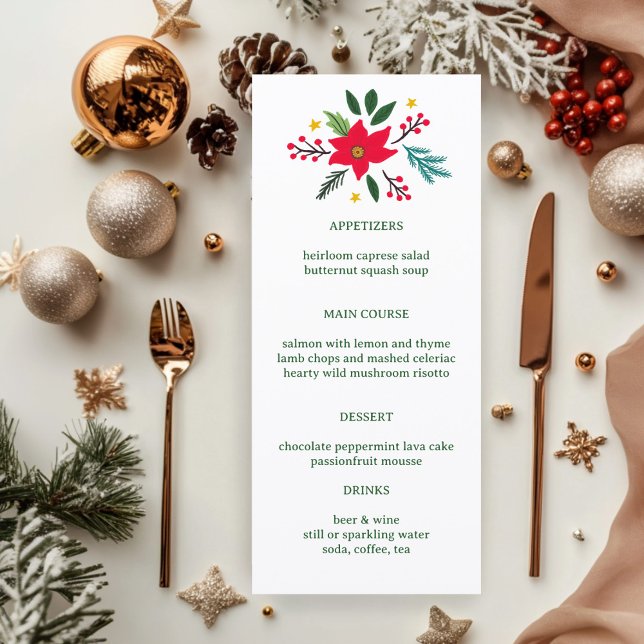Menu Poinsettia Christmas CUSTOM Holiday Dinner Party (Poinsettia Christmas CUSTOM Holiday Dinner Party Menu
)