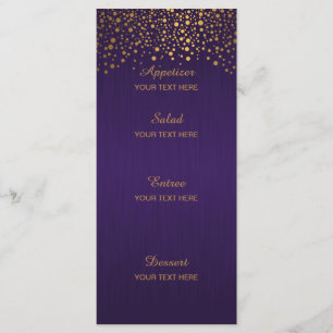 Menu Pontos de Confetti Dourados na moda Roxo