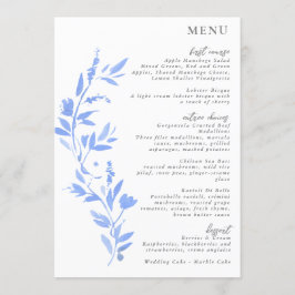 Menu Porcelana Pintada Azul Elegante Mínima