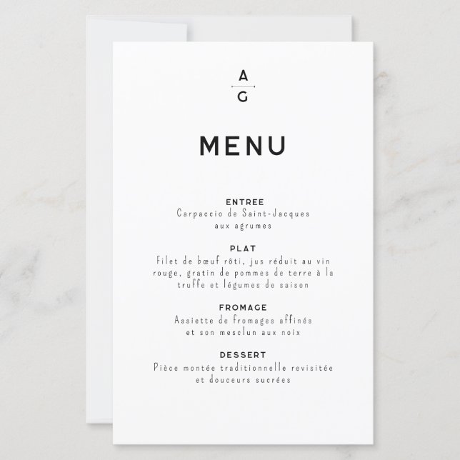 Menu pour mariage "Lettrus" (Frente)