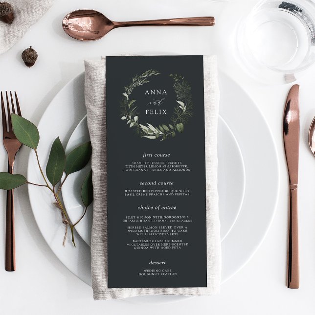 Menu Prado de inverno | Casamento Botânico Verde (Criador carregado)