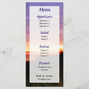 Menu Praia Solitária ao Nascer do Sol Cardápio de Casam