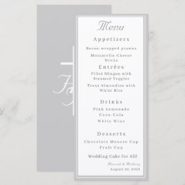 Menu Prata e Branco O Casamento Católico Refinado