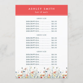 Menu Preço de Flor Silvestre Vibrante