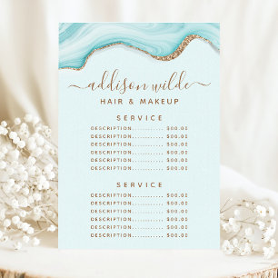 Menu Preço de Serviço de Aglomeração Azul de Mármore Do