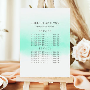 Menu Preço de Serviço Minimalista com Aguarela Verde Cl
