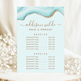 Menu Preço do Serviço de Ágata de Mármore Azul com Bril