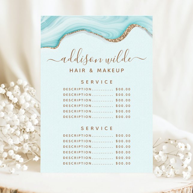 Menu Preço do Serviço de Ágata de Mármore Azul com Bril (Criador carregado)