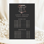 Menu Preço do serviço de Lingerie do logotipo Vintage C<br><div class="desc">Menu de preço do serviço de Lingerie do logotipo Vintage Corset. Este elegante design de negócios moderno apresenta um rosa de ouro,  em um fundo preto sólido. Perfeito para uma butique de lingerie,  fotógrafo de boudoir e muito mais!</div>