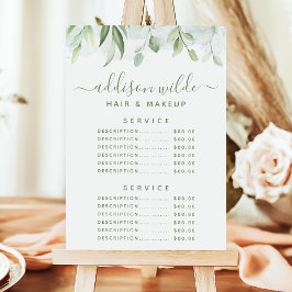 Menu Preço do Serviço de Verdura em Aquarela Rústica