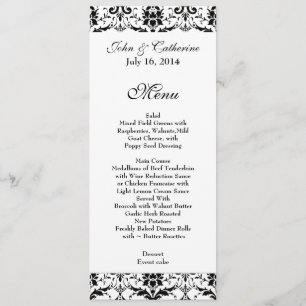 Menu preto & branco chique da mesa do casamento