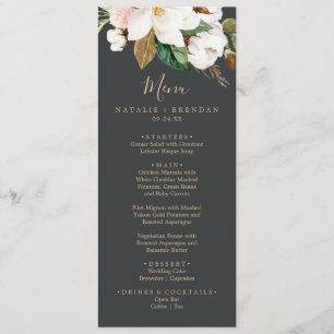 Menu preto & branco da magnólia elegante de