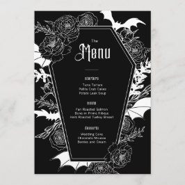 Menu Preto-Casamento Floral Gótico Elegante