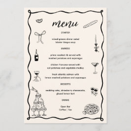 Menu Preto desenhado à mão que é mais Chá de panela