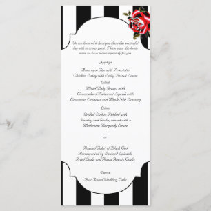 Menu preto do casamento do branco e da rosa