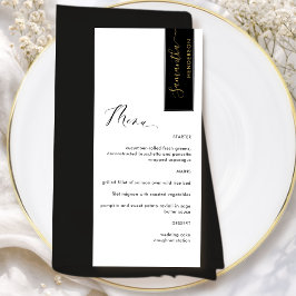 Menu Preto, Dourado Personalizado com o Nome do Convida