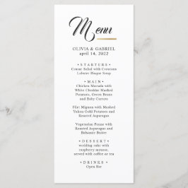 Menu Preto e Branco. Casamento clássico simples