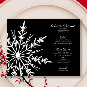 Menu preto e branco do casamento no inverno do