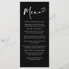 Menu preto e branco minimalista moderno