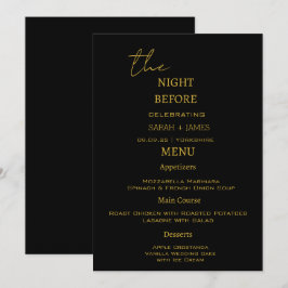 Menu Preto Elegante E Dourado A Noite Antes Do Casament
