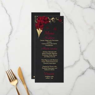 Menu preto floral de ouro burguês