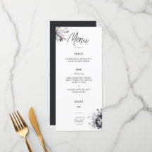 Menu Preto Floral Flor