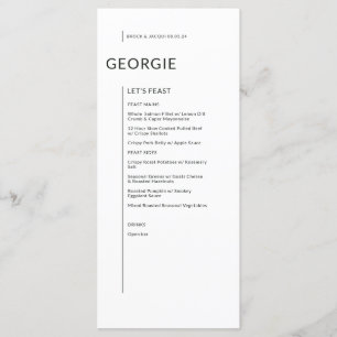 Menu Preto Personalizado em Nomes Isolados Branco Casam