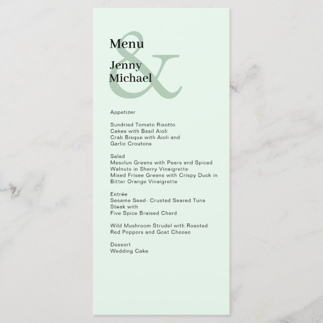 Menu preto simples, moderno e verde-claro (Frente)