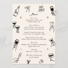 Menu Preto Whimsical Quirky Hand Drawn