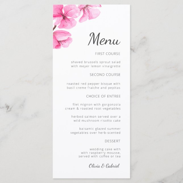 Menu Primavera Cherry Blossom. Casamento de Jardim (Frente)
