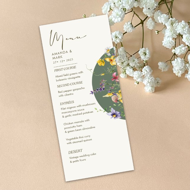 Menu Primavera Fall Boho Wildflower Bloom Whimical (Criador carregado)