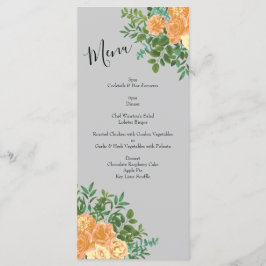 Menu Primavera Floral de Casamento de Cinza de Peach