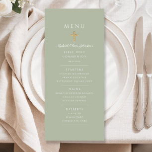 Menu Primeira Comunhão Menino Verde Sage
