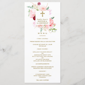 Menu primeiro aniversario Floral Blush primavera Pink e