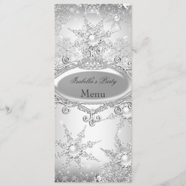 Menu Princesa Winter Wonderland Silver White (Frente)