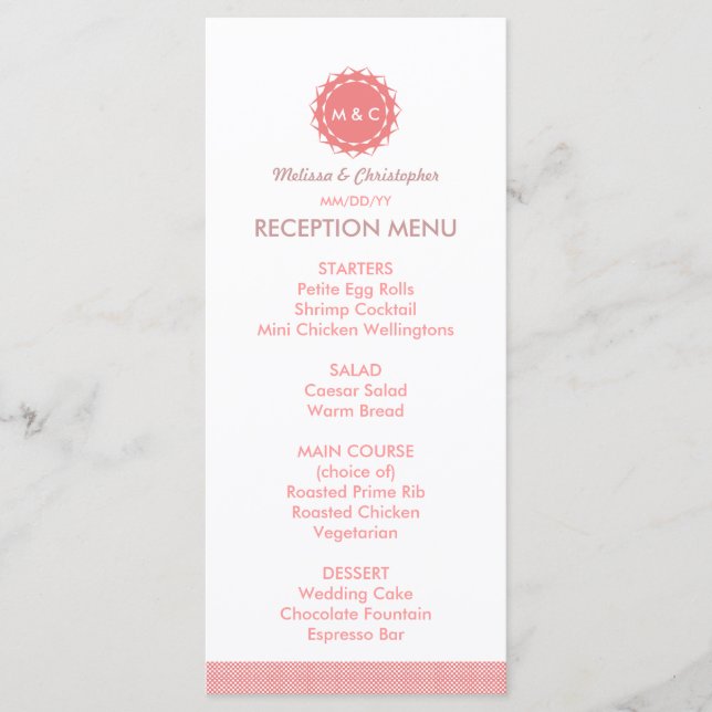 Menu / Programa de Casamento de Flor de abstrato (Frente)