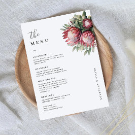 Menu Protea Nativa Aquarela Floral Boho Botânico