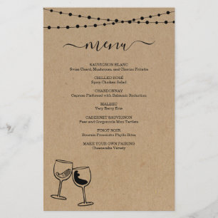 Menu Provando do Vinho
