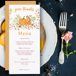 Menu Pumpkin E Coruja De Aquarelas No Outono