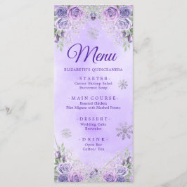 Menu Púrpura Elegante Floco de Neve Natal Mis Xv Años