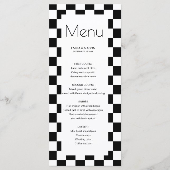 Menu Quadro branco preto marcado (Frente)