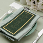 Menu Quadro de ouro elegante casamento moderno verde-es<br><div class="desc">O clássico e escuro esmeraldo verde-esmeralda moderno e a tendência minimalista de tipografia dourada modelo de cardápio de casamento personalizado num fundo vintage.             Matching stationery disponível na coleção.</div>